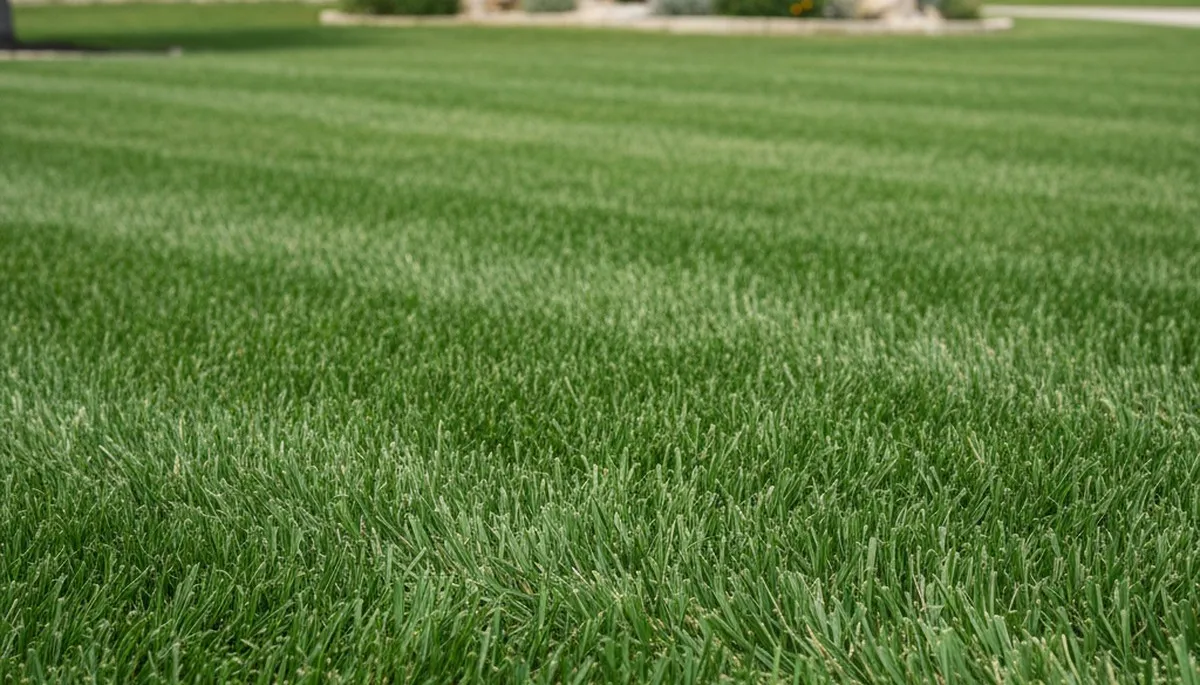 Close-up of freshly cut grass showing precise lawn mowing detail by pros in San Antonio, TX