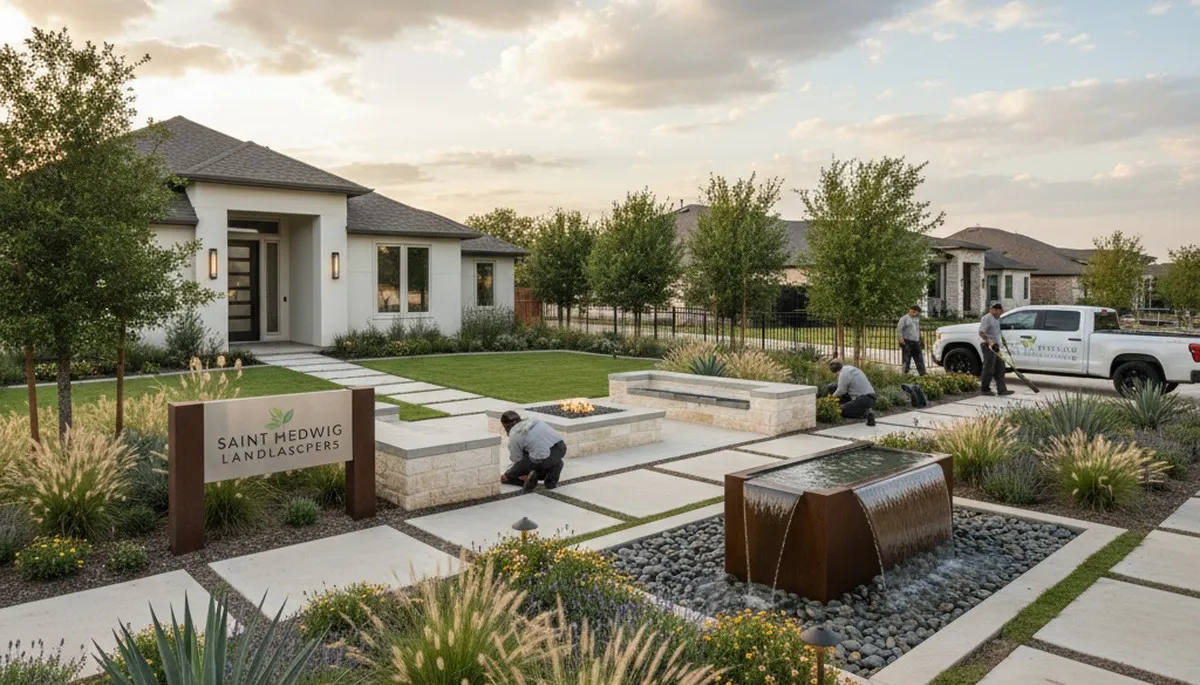 Landscaping team serving San Antonio, TX with professional lawn and landscape services